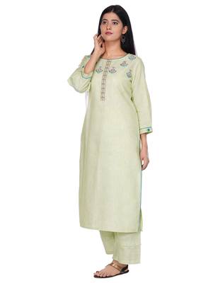 Green embroidered cotton kurtas-and-kurtis 4