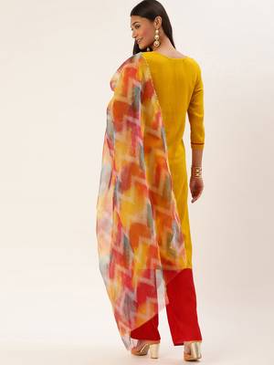 Mustard embroidered viscose rayon ethnic-kurtis 2