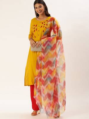 Mustard embroidered viscose rayon ethnic-kurtis 3