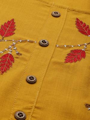 Mustard embroidered viscose rayon ethnic-kurtis 5