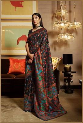 Black woven banarasi saree with blouse 1
