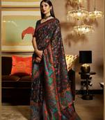 Black woven banarasi saree with blouse