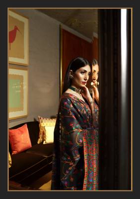 Black woven banarasi saree with blouse 2