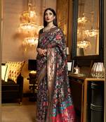 Black woven banarasi saree with blouse