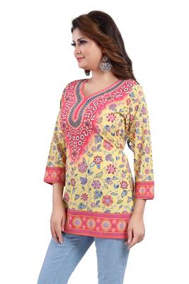 Multicolor printed crepe short-kurtis 3