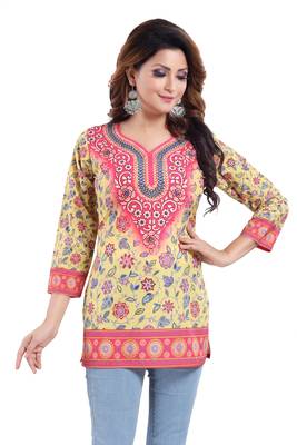 Multicolor printed crepe short-kurtis 5