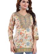 Multicolor printed crepe short-kurtis