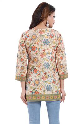 Multicolor printed crepe short-kurtis 2