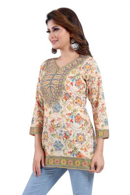 Multicolor printed crepe short-kurtis 3