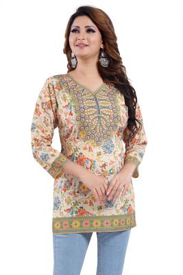 Multicolor printed crepe short-kurtis 5
