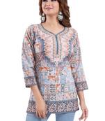 Multicolor printed crepe short-kurtis