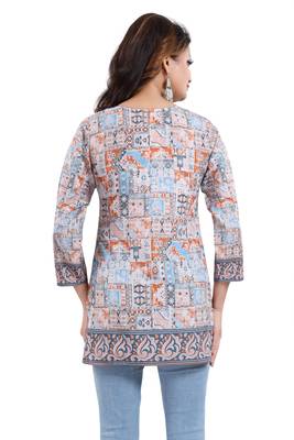 Multicolor printed crepe short-kurtis 2