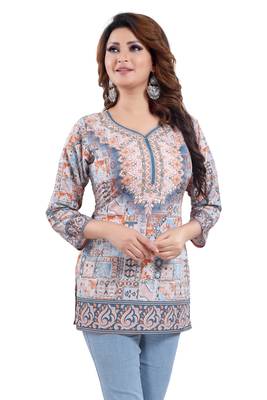 Multicolor printed crepe short-kurtis 5