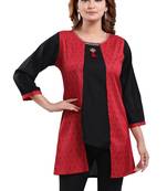 Red printed rayon short-kurtis
