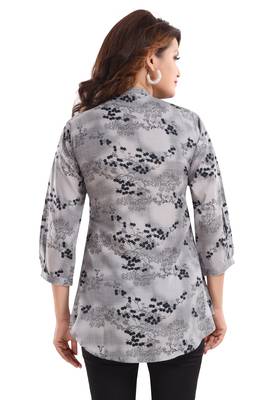 Grey printed crepe short-kurtis 2