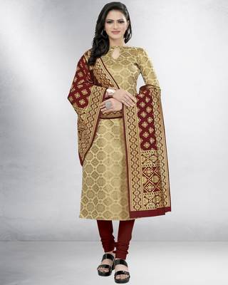 Beige jacquard banarasi silk salwar 1