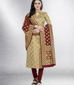 Beige jacquard banarasi silk salwar