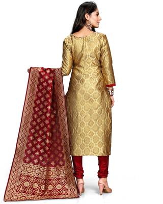 Beige jacquard banarasi silk salwar 2