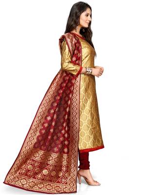 Beige jacquard banarasi silk salwar 3