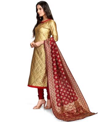 Beige jacquard banarasi silk salwar 4