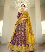 Purple Embridered Silk Semi Stiched Lehenga