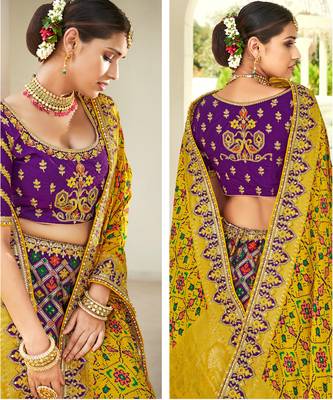 Purple Embridered Silk Semi Stiched Lehenga 2