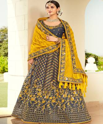 Grey  Heavy Embroidered Designer Lehenga Choli 2