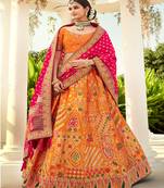 Orange  Embroidered Designer  Bridal Lehenga 