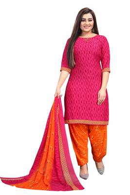 Pink printed crepe salwar 1