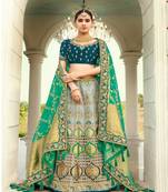 Multi Colour Embroidered Silk Semi Stiched Lehenga