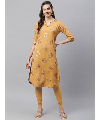 Women Floral Printed Straight Kurti 1