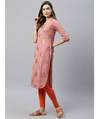 Women Floral Printed Straight Kurti 3