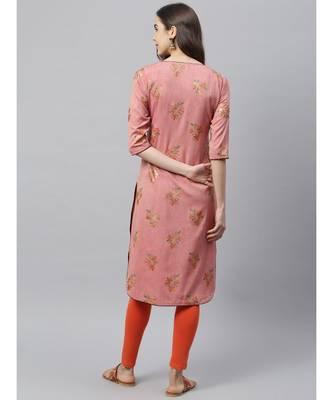 Women Floral Printed Straight Kurti 4