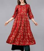 Aurish Etheric Red Flared Designer Kurta