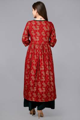 Aurish Etheric Red Flared Designer Kurta 3
