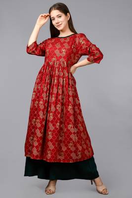 Aurish Etheric Red Flared Designer Kurta 4