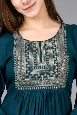 Aurish Bottle Green Short Kurta Tunic 5