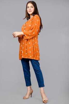 Aurish Yellow Cotton Crepe Tunic Top 3