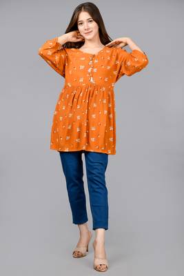 Aurish Yellow Cotton Crepe Tunic Top 4