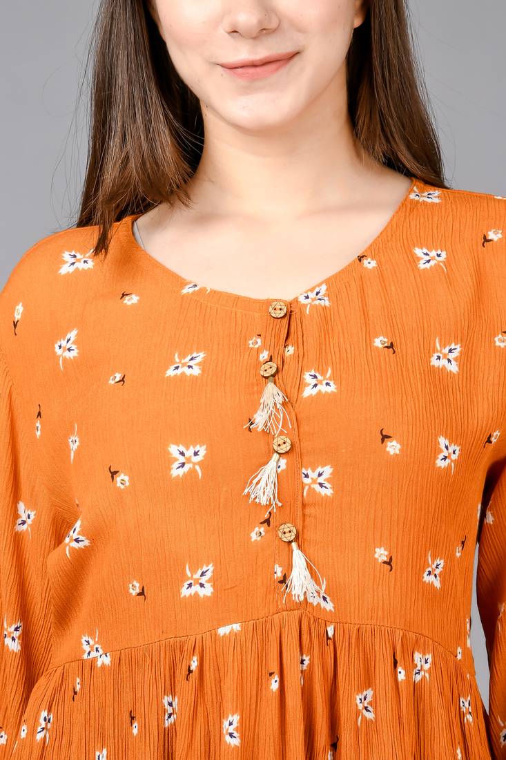 Aurish Yellow Cotton Crepe Tunic Top