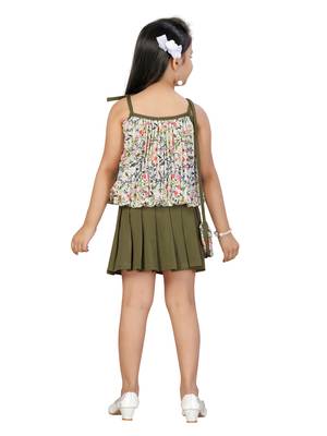 Green plain pure georgette girls-top-bottom 4