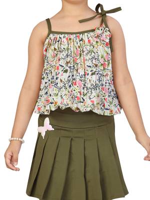 Green plain pure georgette girls-top-bottom 5