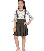 White plain blended cotton girls-top-bottom