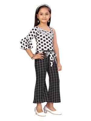 Black plain blended cotton girls-top-bottom 2