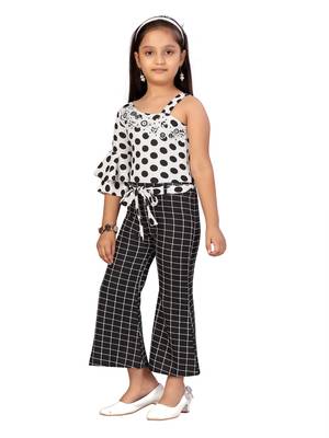 Black plain blended cotton girls-top-bottom 3