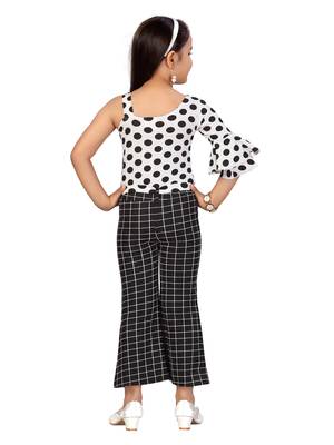 Black plain blended cotton girls-top-bottom 4