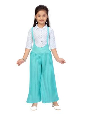 White plain georgette girls-top-bottom 1
