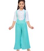 White plain georgette girls-top-bottom