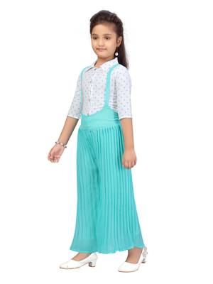 White plain georgette girls-top-bottom 3