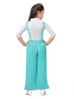 White plain georgette girls-top-bottom 4